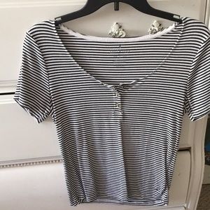 Black and White Striped Crop Top